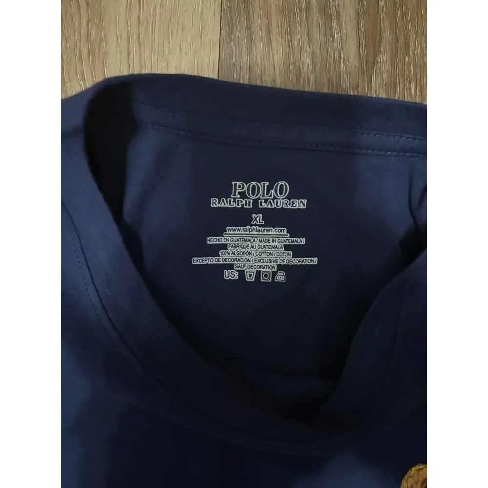 Polo Ralph Lauren Bear Shirt Mens XL Navy Blue Painter Paint Graphic Tee⁠